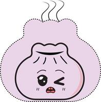 Dim sum Dumpling cute cartoon character with naughty expression face flat art Illustration vector
