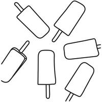 Line art of ice cream set vector