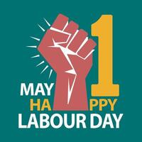 May 1st Labour Day Graphic, Red Fist Symbol with Bold Text for Worker Celebration vector