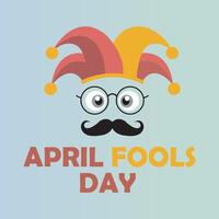 Funny April Fools Day Graphic with Jester Hat, Glasses, and Mustache Celebration Design vector