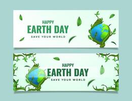 Set Earth Day Banner Design Featuring Greenery and Sustainable Environment Theme. vector