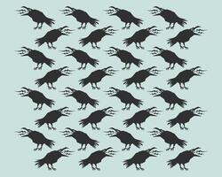 Black raven crow silhouette flat pattern background layout banner print art editable vector