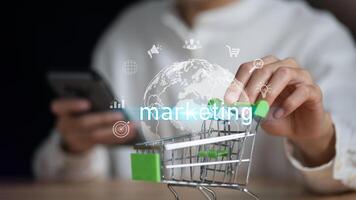 Online Sales, Targeted advertising, searching and serving customers, promoting sales and analyzing data, Online marketing and advertising concepts photo
