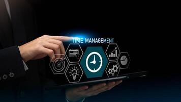 Agreement and solution , time management concept ,effective business planning , time management in organization , Work time management , workflow plan , Calendar Agenda work schedule photo