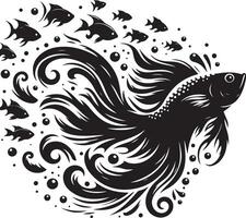 Dynamic Fish Silhouette Jumping vector