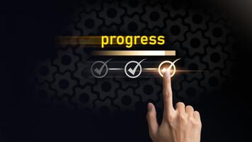 Improvement and development from indicators to develop towards goal , Industry growth process , tracking progress and managing work, photo