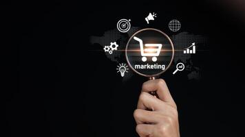 improving and planning to increase sales, searching and serving customers, promoting sales and analyzing data, Online Sales, Targeted advertising, Online marketing and advertising concepts photo