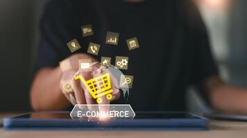 Online Sales, Targeted advertising, Online marketing and advertising concepts, improving and planning to increase sales, searching and serving customers photo
