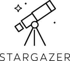A minimalist line art drawing of a telescope vector