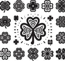 Four Leaf Clover Icon Set vector