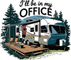 A illustration of a parked in a campsite vector