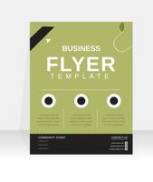 Business Flyer Template With Green Background And Geometric Elements vector