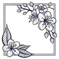 Elegant Floral Frame Design Blossoms, Leaves, Branches, Square Border vector