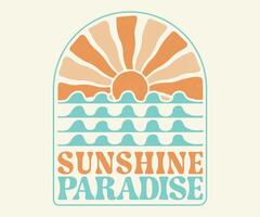 Sunshine Paradise. Summer vibes artwork. Sunshine paradise graphic print design. Beach Sunset modern abstract art. vector