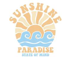 Sunshine paradise graphic print design. Enjoy beach life. Surf club design. Beach modern abstract art. Ocean abstract wave. vector
