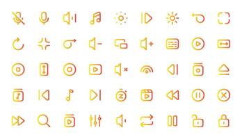 Media Control Icon Set Outline Gradient vector