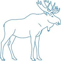 Minimalist one-line drawing of a moose with large antlers in a simple artistic outline style vector