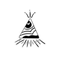 funny masonic drawing of eyes in triangle stylized symbol hand drawn isolated on white background vector