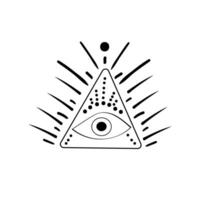 Masonic eye drawing with dashes stylized hand drawn symbol isolated on white background vector