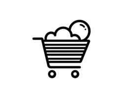 A black and white image of a shopping cart with a cloud inside vector