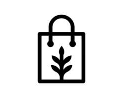 A black and white image of a bag with a plant inside vector