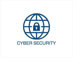 Cyber security logo with a lock and globe vector