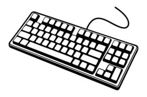a black and white drawing of a computer keyboard vector