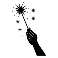 hand holding a sparkler in silhouette on a white background vector