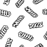 Seamless Pattern of hand drawn Pasta fusilli or rotini. Black and white vintage sketch perfect for kitchen textiles and wrapping paper. For Italian food themed backgrounds and culinary designs vector
