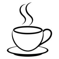 a cup of coffee is shown in a black and white drawing vector