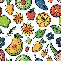 seamless pattern with fruits and vegetables vector