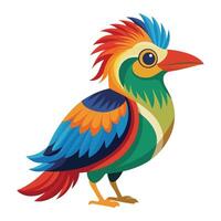 a colorful bird with a long tail and colorful feathers vector