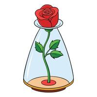 a red rose in a glass jar on a white background vector
