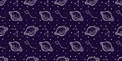 Astronautic Pattern for Boy with Doodle or Hand Drawn Icons. Background with Planet, Space, Cosmos, Star, Comet, Rocket for Fabrics, Textiles. Illustration Print of Galaxy. Background Kids Space. vector