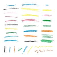 Highlight with colorful crayon pencil. Lines and waves of doodles with grunge pastel pencil texture. Hand drawn chalk scribbles or rough strokes. Sketch line of the brush. brushes vector