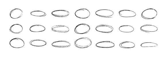 Doodle Round Strokes with Corner Pencil on white background. Illustration black brushes rounded chalk frames Differently velekhed. Back to school. Frame for textbox. vector