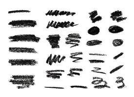 Hand Drawn Texture Strokes with Black Pencil different sizes. Doodle Charcoal in Grunge style on white background. Stripes, Strokes, Arcs with a dark Marker. Illustration for banner, poster. vector