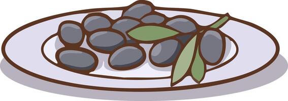 illustration of a plate with olives on a white background vector