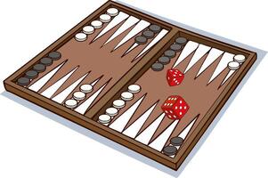 Backgammon on a white background. Board game of backgammon for recreation. illustration. vector