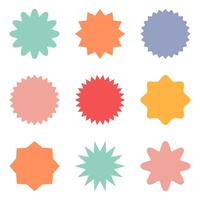 Set with elements of various shapes for tags, sales and price tags in bright colors on a white background vector