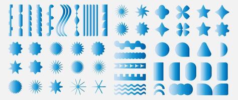 Brutalism colorful Y2K shapes. a set of blue shapes and lines vector