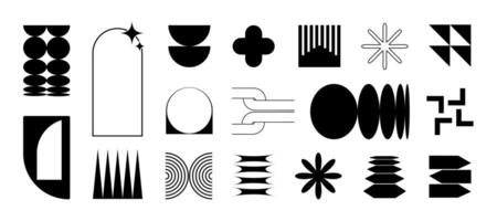 Colorful Y2K brutalism shapes. Geometric shapes a set of abstract shapes and lines vector