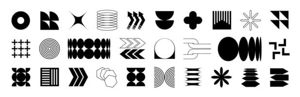 Colorful Y2K brutalism shapes. Geometric shapes a set of black and white geometric shapes vector