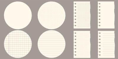 Round and square paper scraps. Torn pieces of paper, with torn edges for notes, realistic torn pieces of blank note pages. illustration isolated vector
