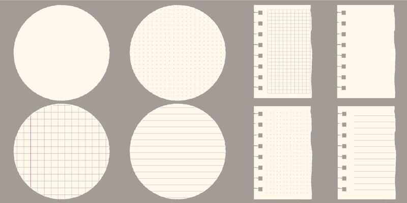 Round and square paper scraps. Torn pieces of paper, with torn edges for notes, realistic torn pieces of blank note pages. illustration isolated