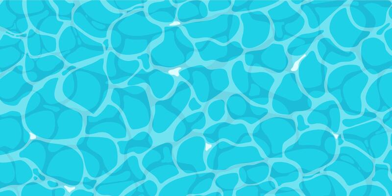 Crystal clear water ripple surface with sunlight reflections in cartoon style game texture top view