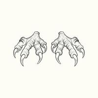 Eagle leg paw black and white design. vector