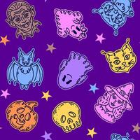 Seamless with characters in doodle style on the theme of the Halloween holiday. vector