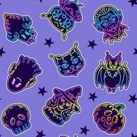 Pattern with characters in doodle style vector