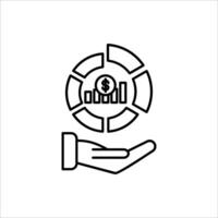 Market share icon with hand vector